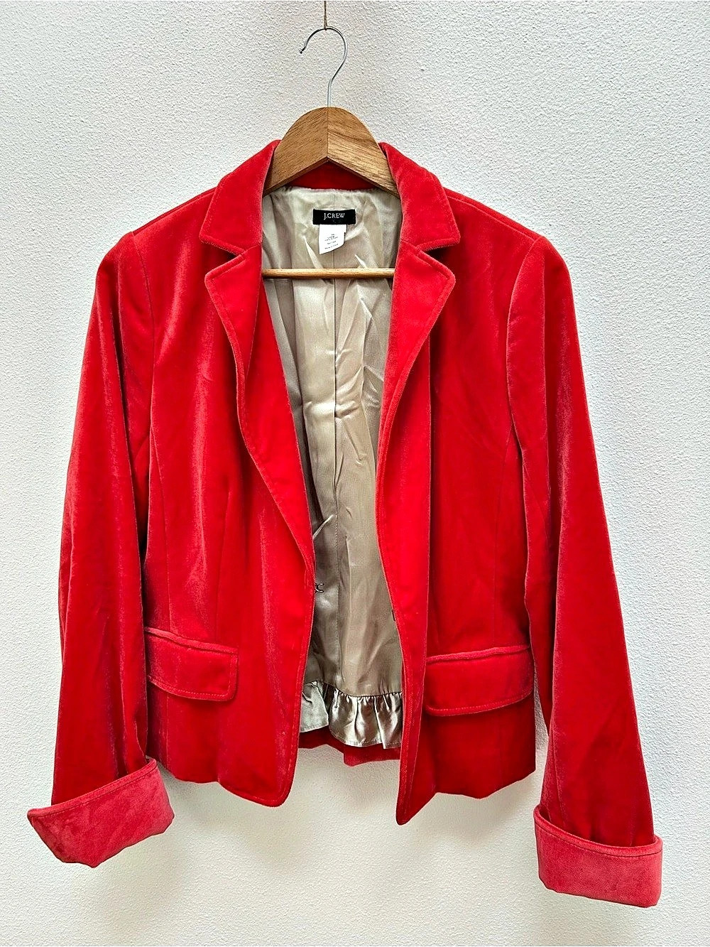 J.Crew Velvet Blazer, Rich Red, Size S/M - Picture 7 of 13